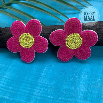 Beaded Flower Power Ear Studs